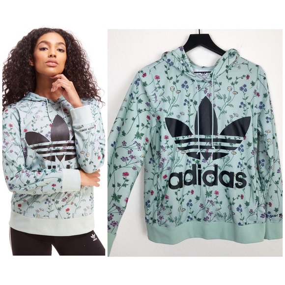 adidas Sweaters - Adidas• Mint Green oversized fit floral hoodie